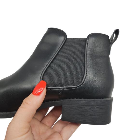 Black Booties Womens 6 Pointed Almond Toe Ankle Pull On Heeled Oxford Express - Picture 9 of 13